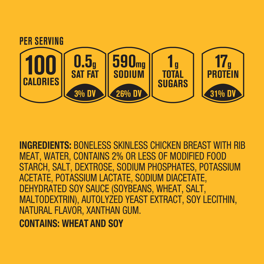 Foster Farms Classic Grilled Chicken Breast StripsIngredients