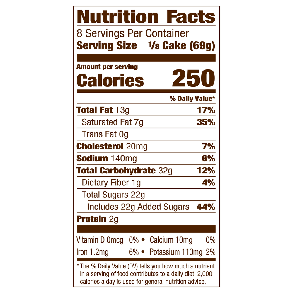 Pepperidge Farm Cake Layer Chocolate Fudge Stripe Nutrition Facts 