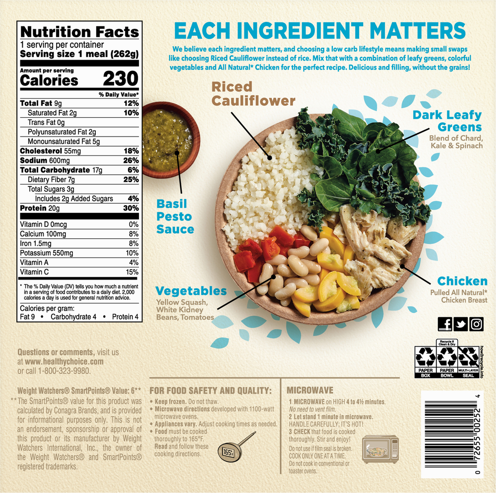 Healthy Choice Power Bowls Basil Pesto Chicken Planogram Back