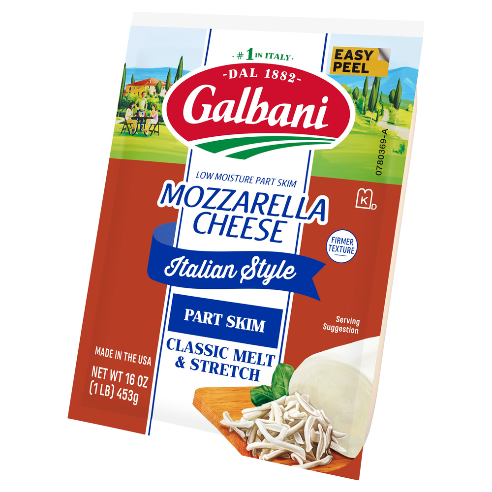 Galbani Cheese, Mozzarella, Italian Style, Part SkimFrontRightElevated