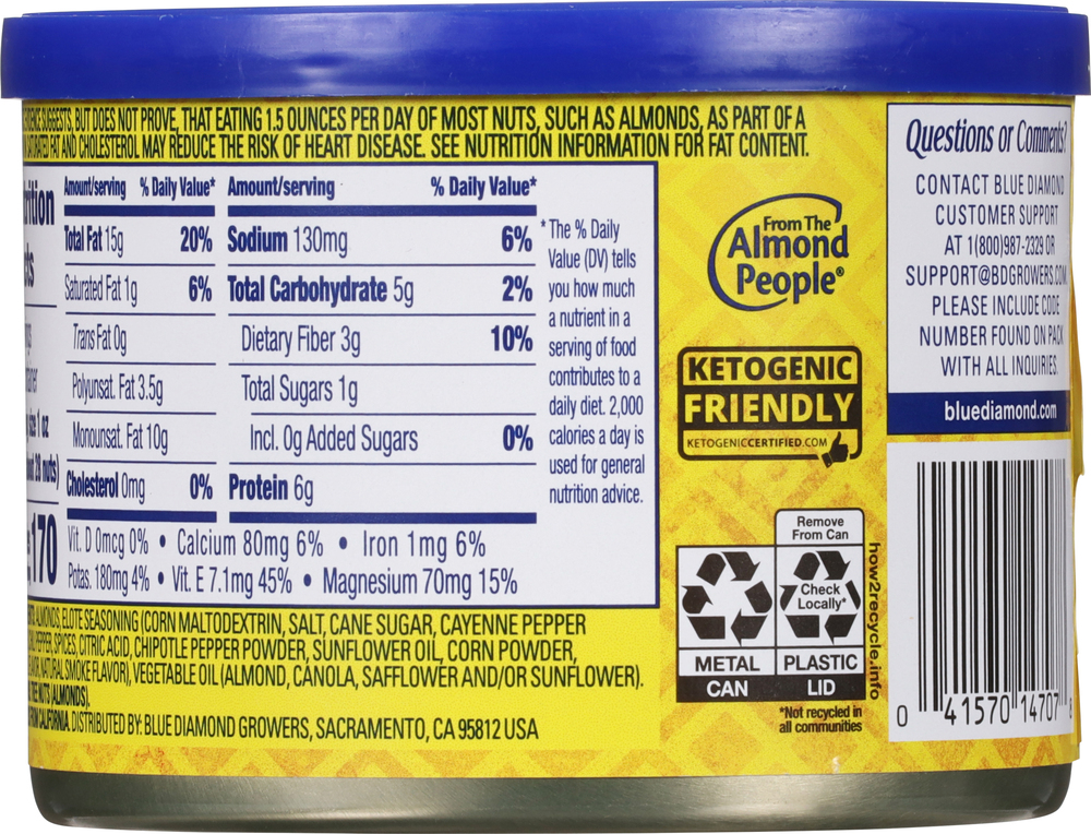 Blue Diamond Almonds, Bold, Elote MexicanStyle Street Corn Flavored