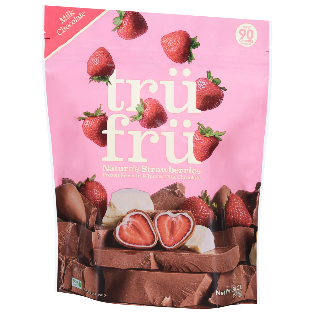 Tru Fru Nature's Strawberries, Milk ChocolateFrontRightElevated