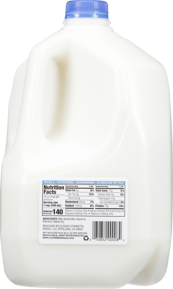 Clover Sonoma 2% Reduced Fat Milk Gallon