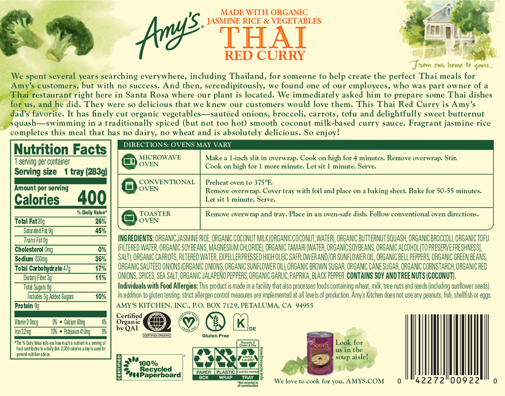 Amy's thai 2025 red curry