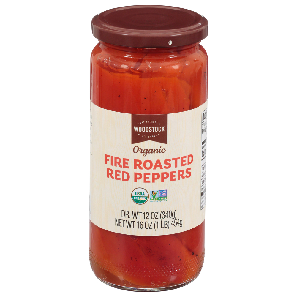 Woodstock Red Peppers, Organic, Fire Roasted