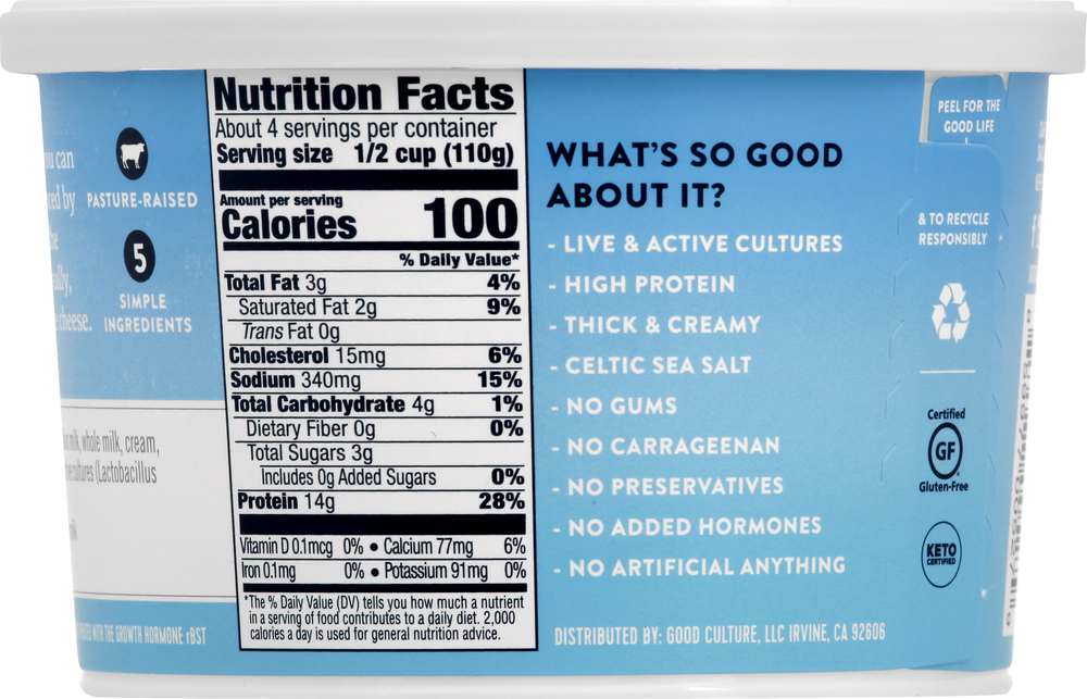 Good Culture Cottage Cheese, LowFat, ClassicPlanogramBack