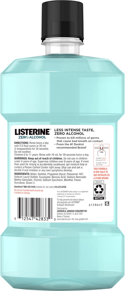 Listerine Mouthwash Cool Mint Zero Alcohol