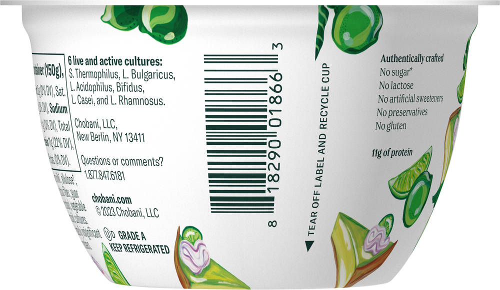 Chobani Yogurt, Greek, Nonfat, Zero Sugar, Key Lime Pie Inspired