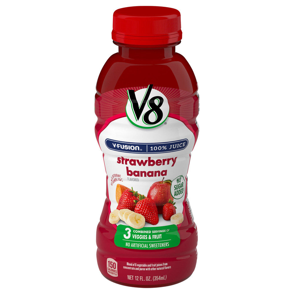 V8 V-Fusion 100% Juice, Strawberry Banana Flavored