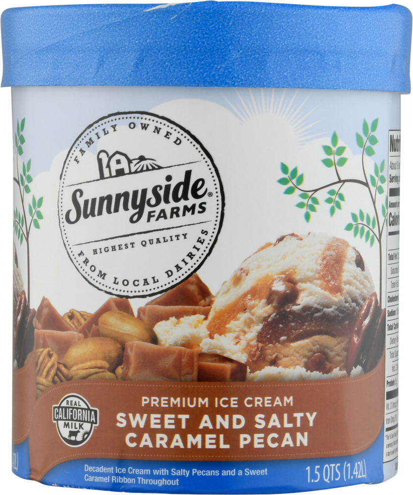 Sunnyside Farms Ice Cream, Sweet and Salty Caramel Pecan, PremiumMain