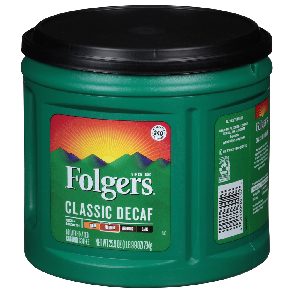 Folgers Coffee, Ground, Medium, Classic Decaf