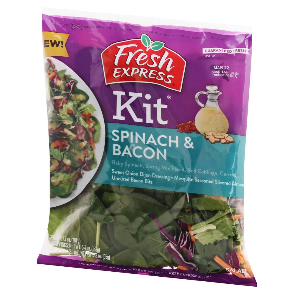 Fresh Express Salad Kit, Spinach & BaconFrontRightElevated