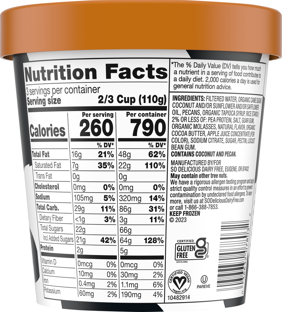 So Delicious Dairy Free Wondermilk Frozen Dessert, Buttery Pecan