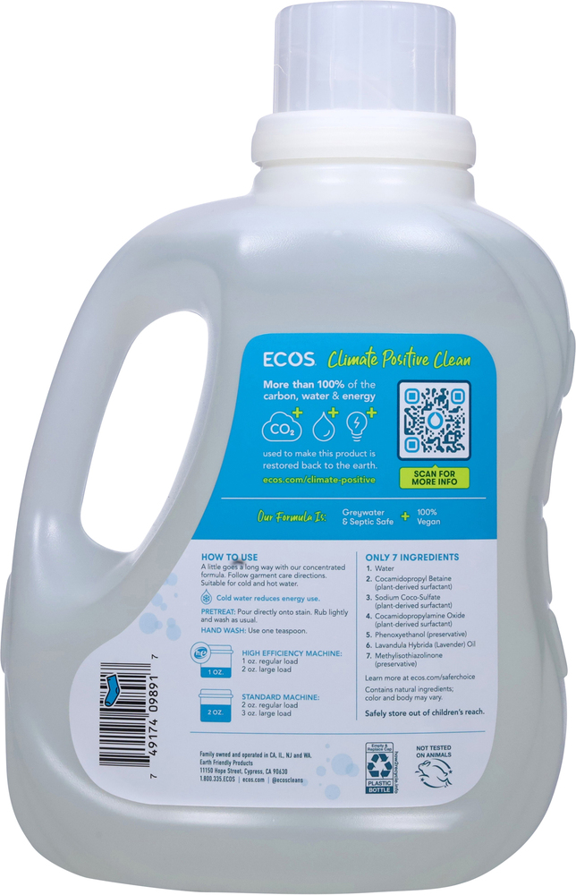 Ecos Laundry Detergent, Plant Powered, Lavender-Planogram-Back