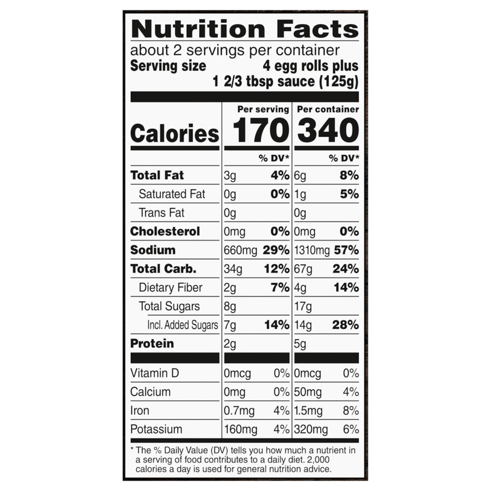 P.F. Chang's Home Menu Vegetable Egg RollsNutritionFacts