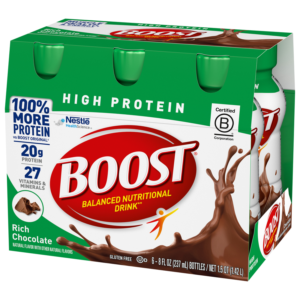 Boost Nutritional Drink, Balanced, High Protein, Rich Chocolate-Front ...