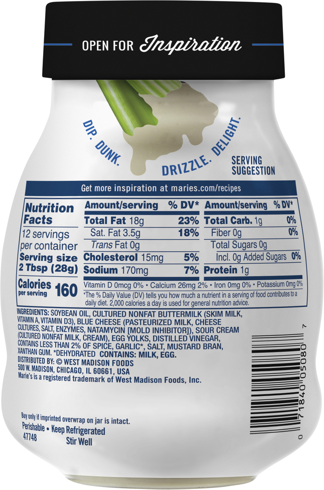 Marie's Dressing + Dip, Chunky Blue CheesePlanogramBack