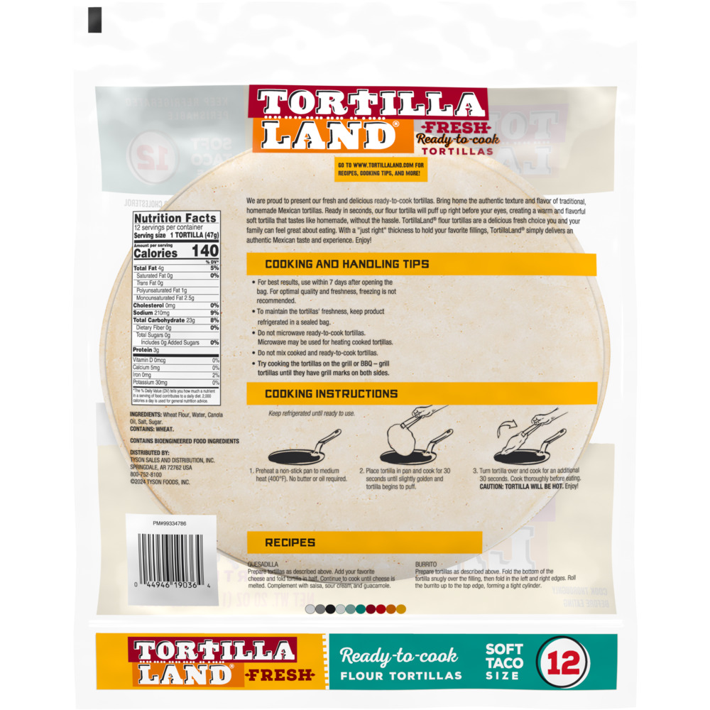 Tortilla Land TortillaLand Uncooked Flour Tortillas, Soft Taco Size (12