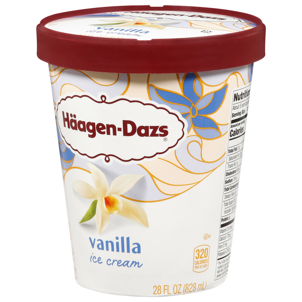 HaagenDazs Vanilla Ice CreamFrontRightElevated