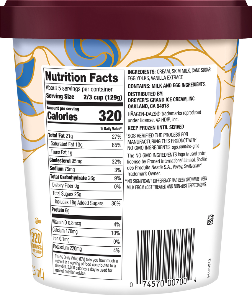 Haagen Dazs Ice Cream Vanilla Planogram Back