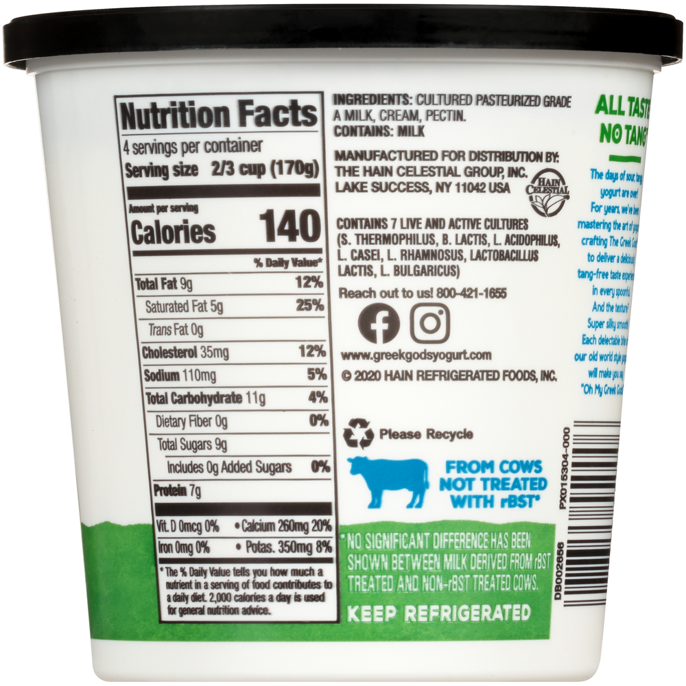 The Greek Gods Plain Traditional Greek Style YogurtPlanogramRight