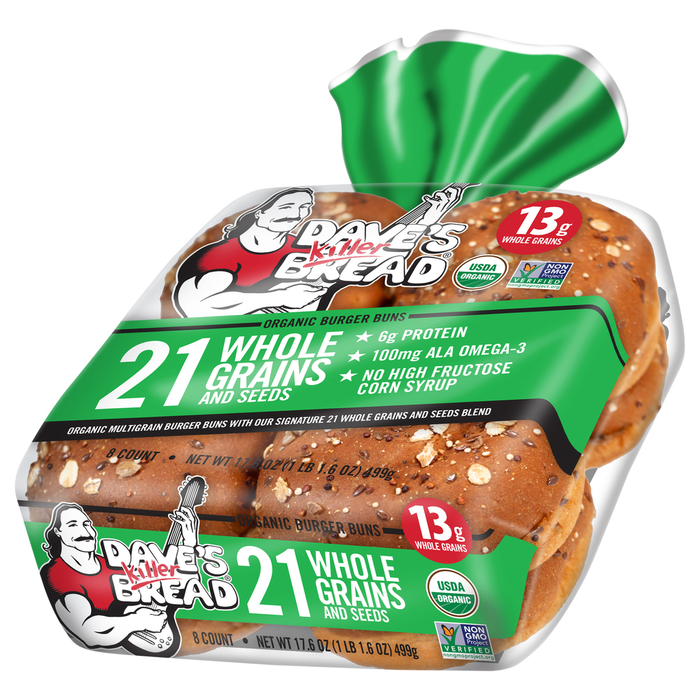 Dave's Killer Bread Burger Buns, 21 Whole Grains and Seeds, Organic