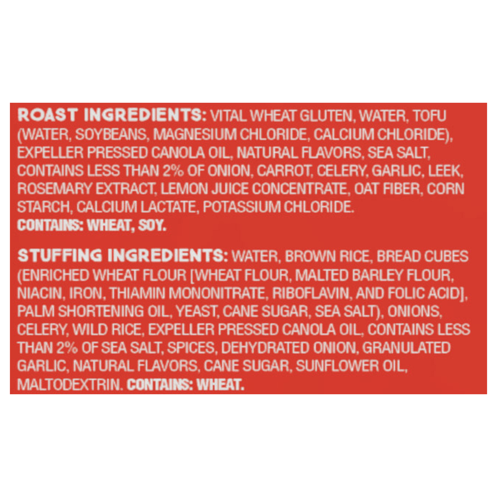 Tofurky Roast & Wild Rice Stuffing, PlantBasedIngredients