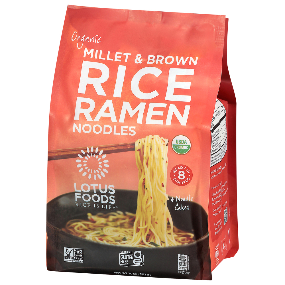 Lotus Foods Rice Ramen, Organic, Millet & BrownFrontRightElevated