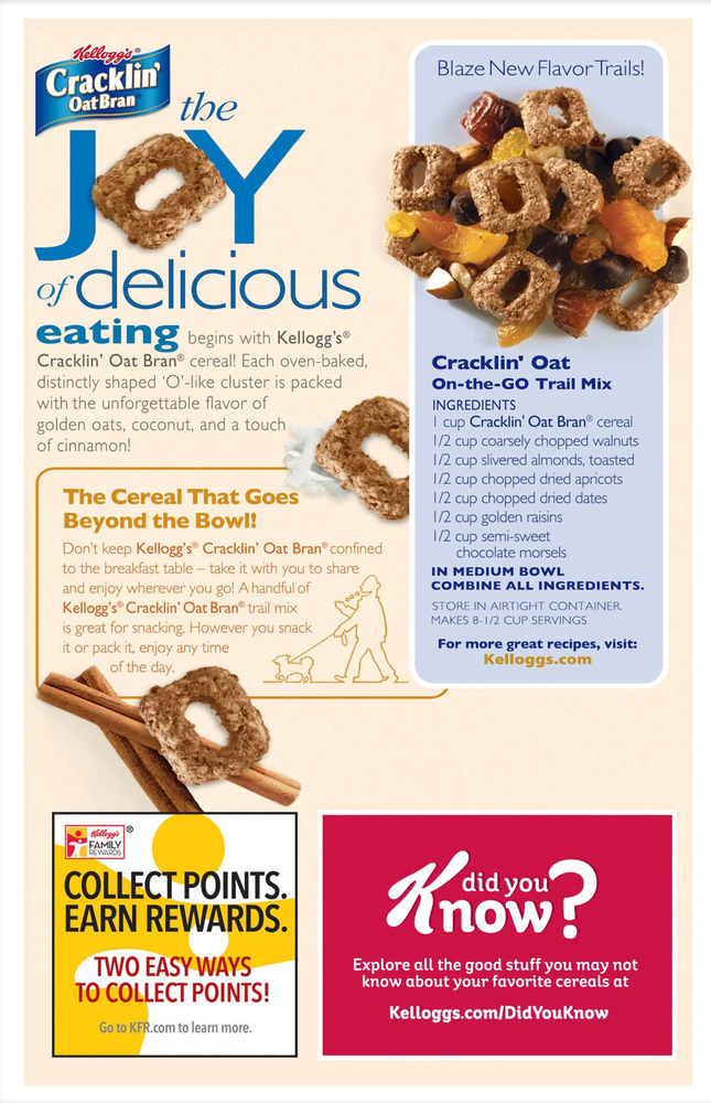 Cracklin' Oat Bran CerealPlanogramBack