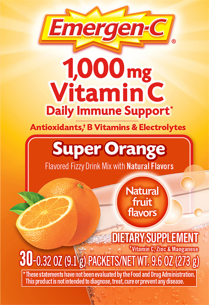 Emergen C Vitamin C 1 000 mg Super Orange Fizzy Drink Mix