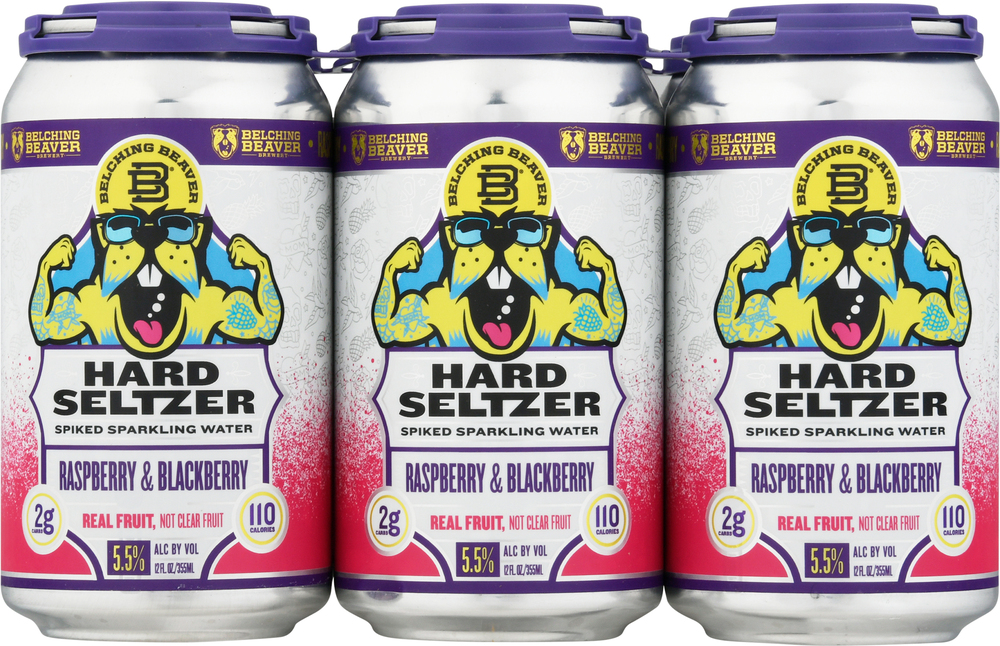 Belching Beaver Brewery Hard Seltzer, Raspberry & Blackberry