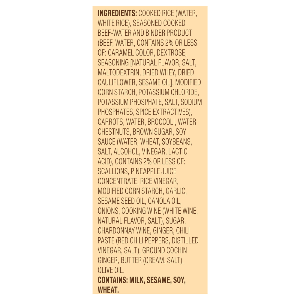 Healthy Choice Cafe Steamers Beef TeriyakiIngredients