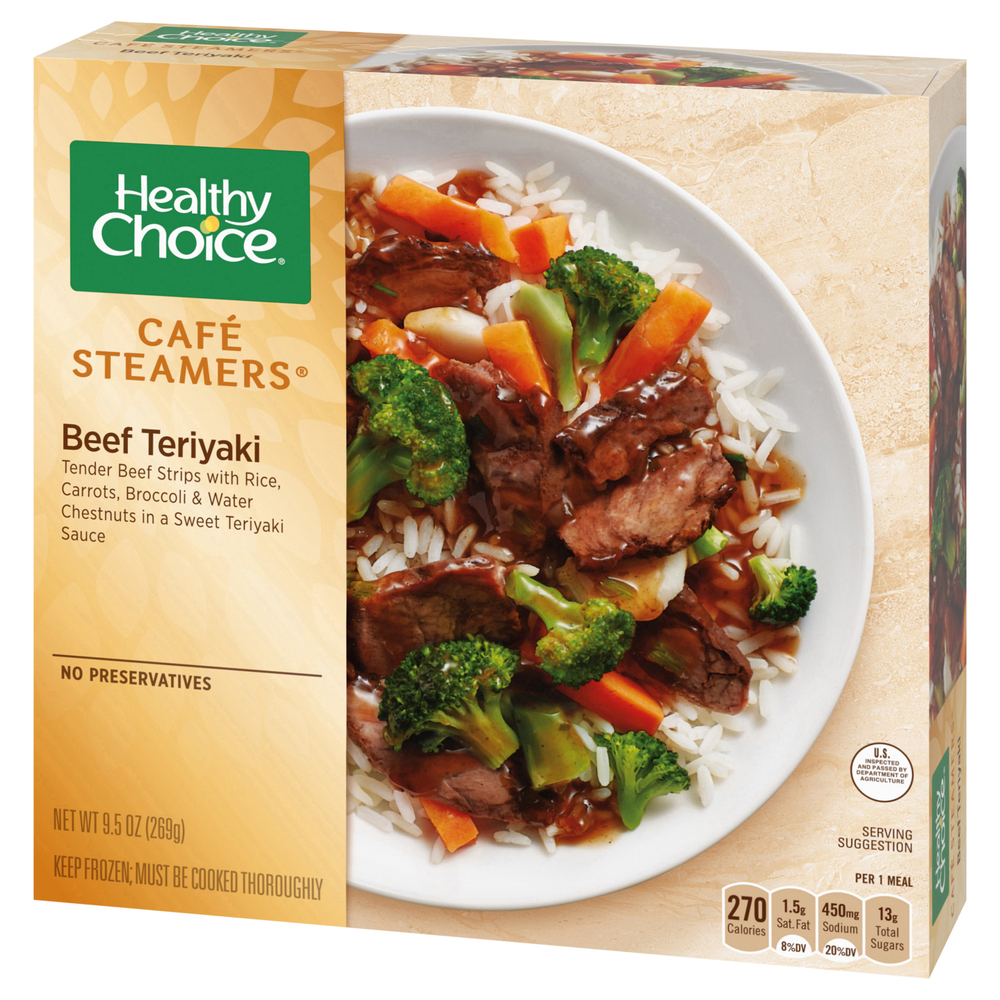 Healthy Choice Cafe Steamers Beef TeriyakiFrontRightElevated