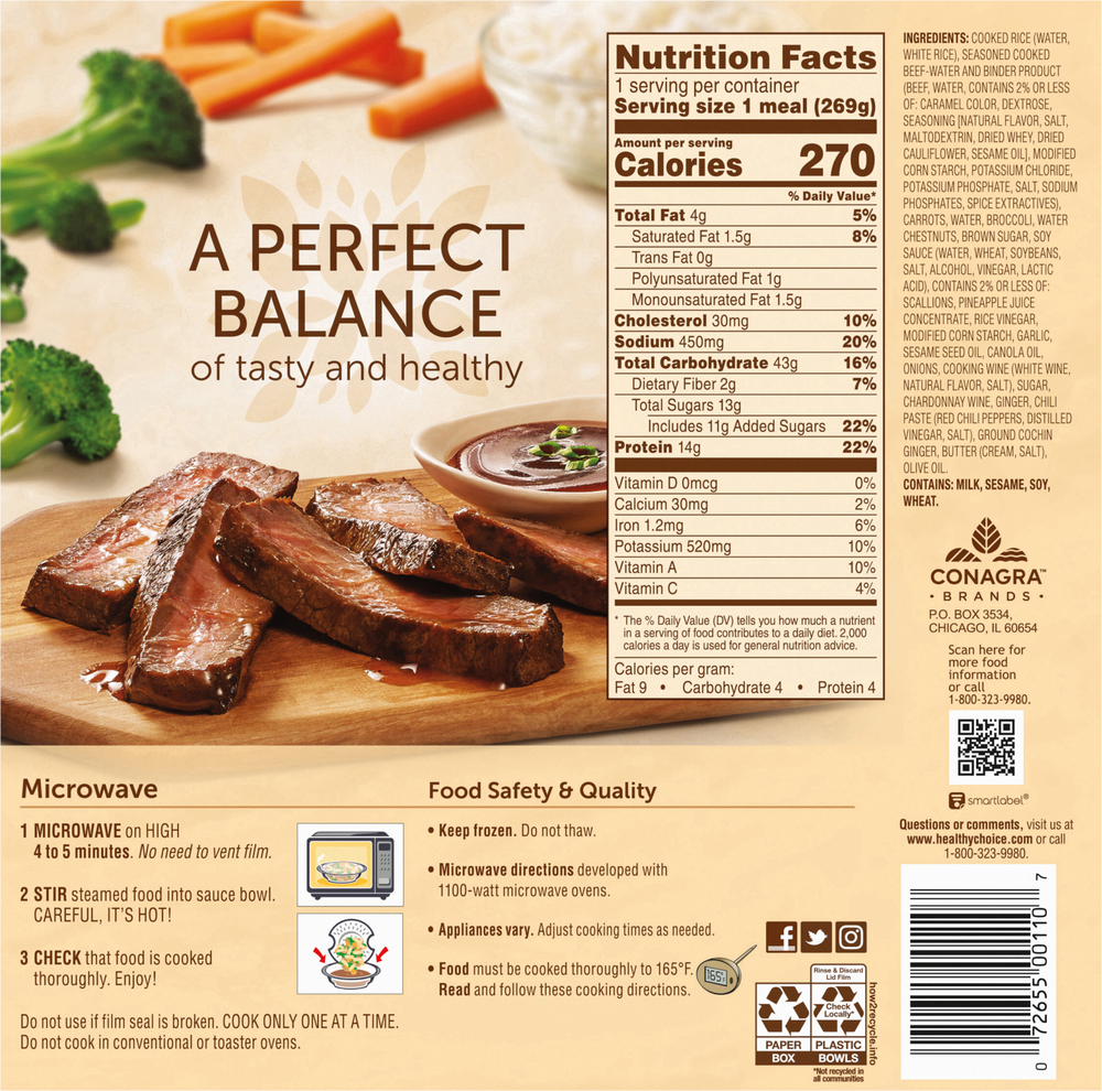 Healthy Choice Cafe Steamers Beef TeriyakiPlanogramBack