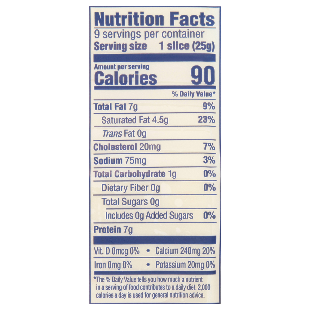 Tillamook Cheese Slices, Swiss-Nutrition-Facts