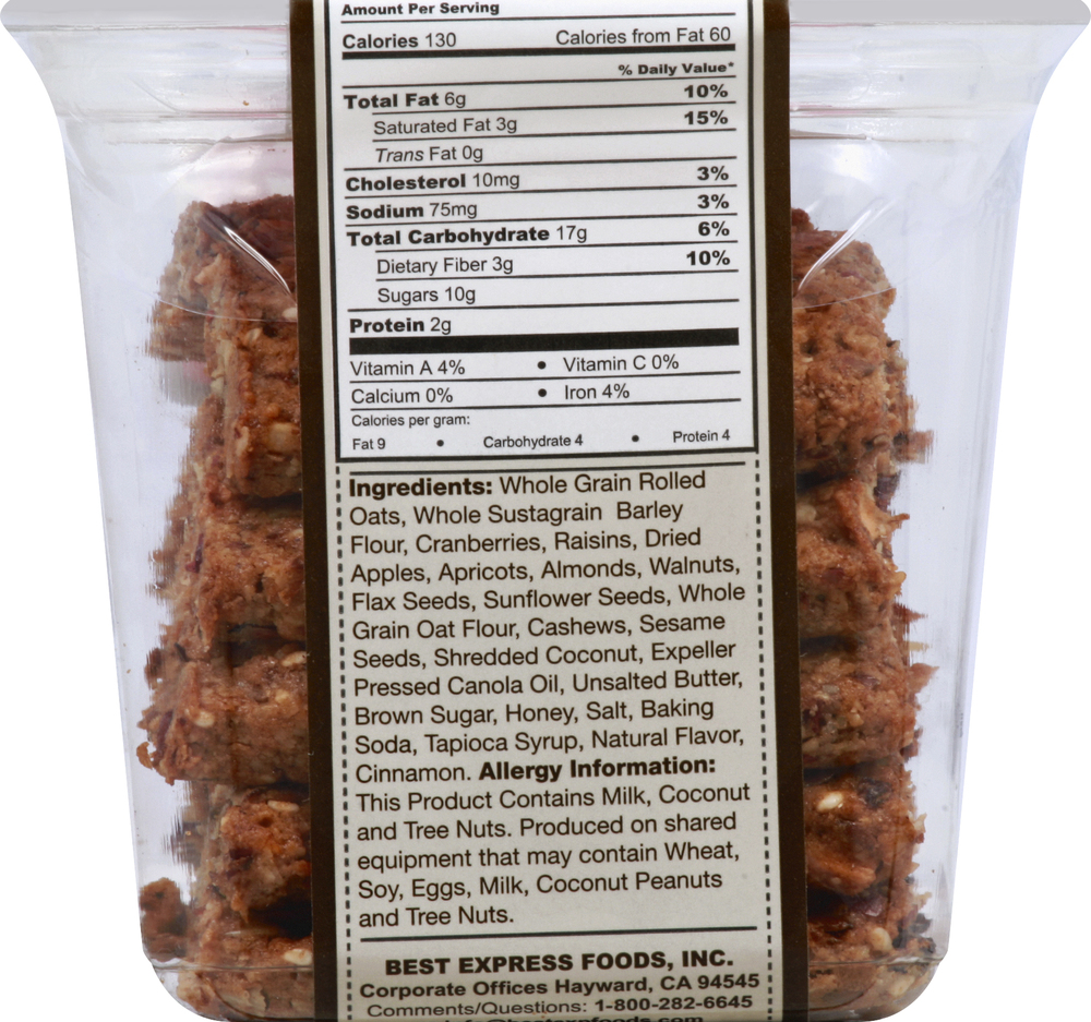 Sunrise Energy Bars, Whole GrainPlanogramBack
