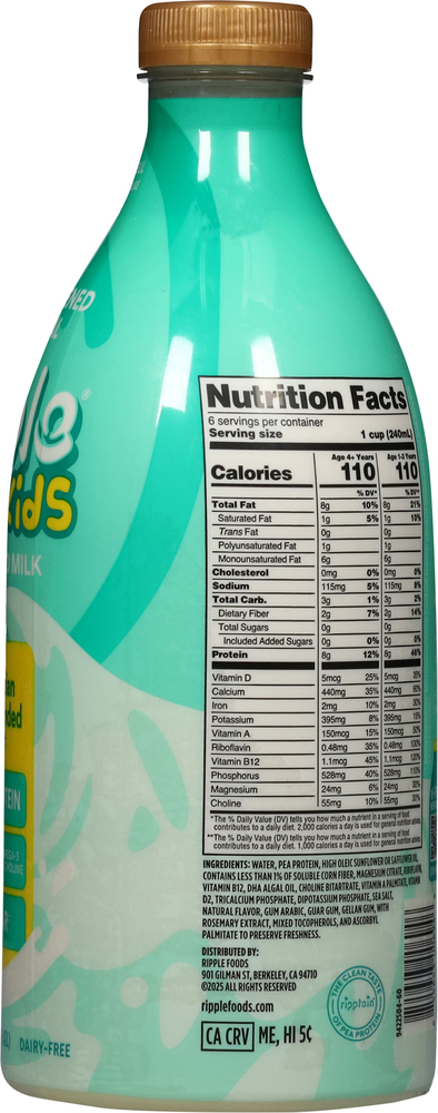 Ripple Kids Dairy-Free Plant-Based Unsweetened Original Milk