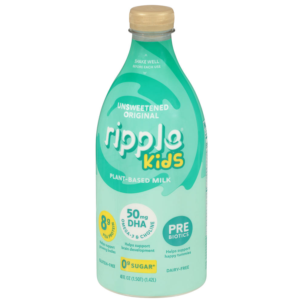 Ripple Milk, Plant-Based, Unsweetened Original, Kids