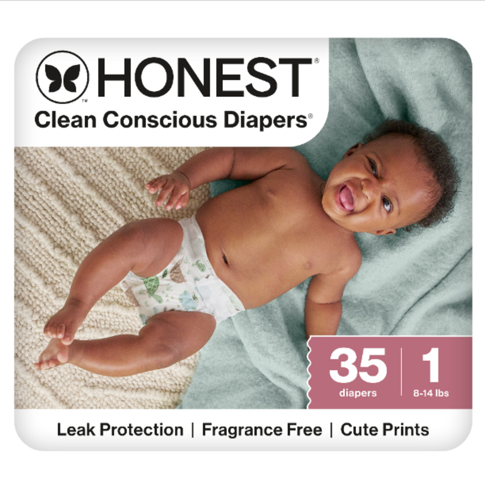 Turtle Daipers The Honest Company Clean Conscious Diapers Turtle Time, Size 1-Main