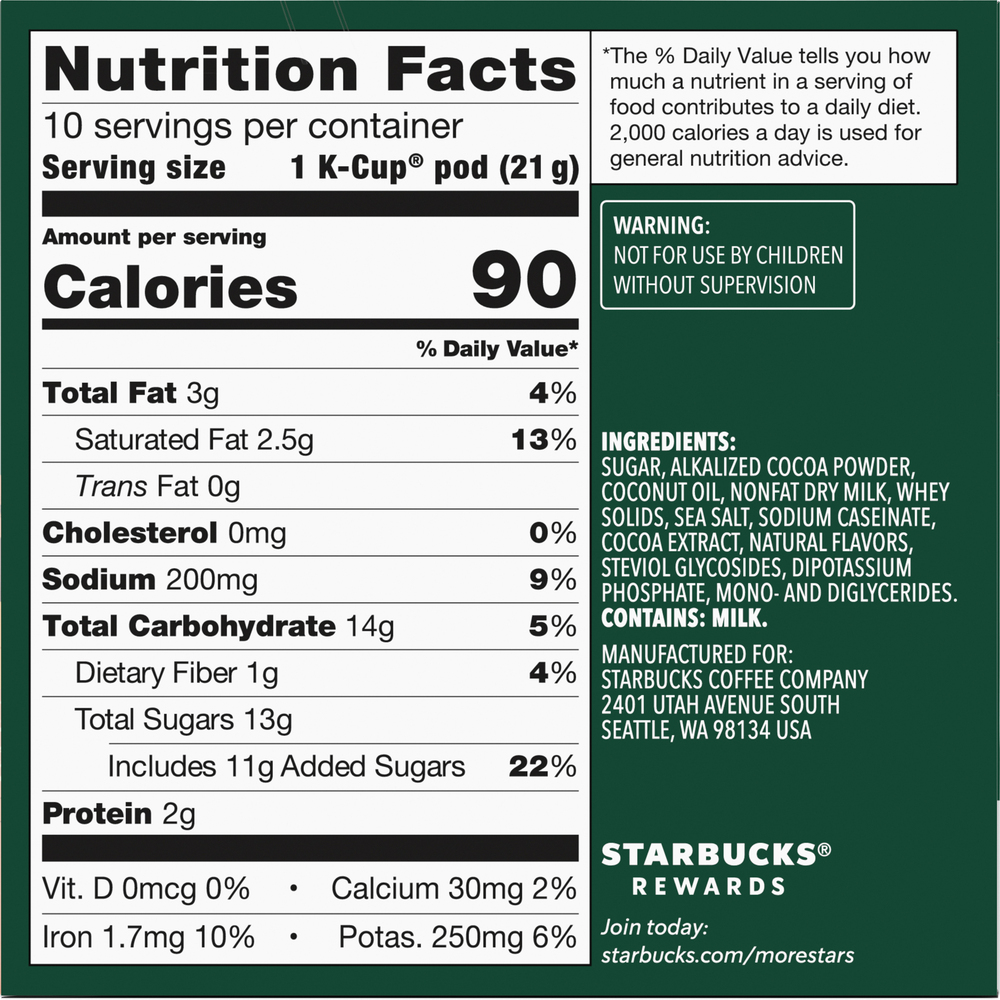 Starbucks caramel k cup nutrition discount