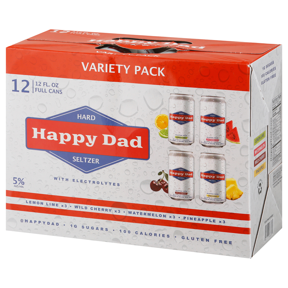 Happy Dad Hard Seltzer, with Electrolytes, Variety Pack-Front-Right ...