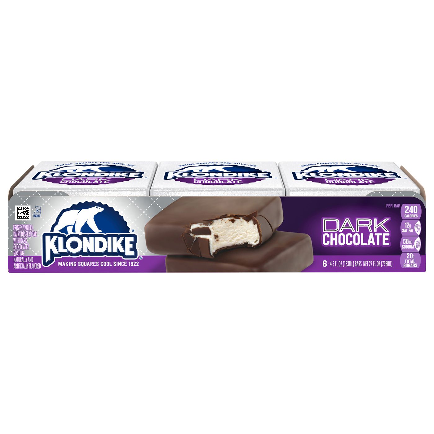 Klondike Frozen Dairy Dessert, Dark Chocolatey, Vanilla, BarMain
