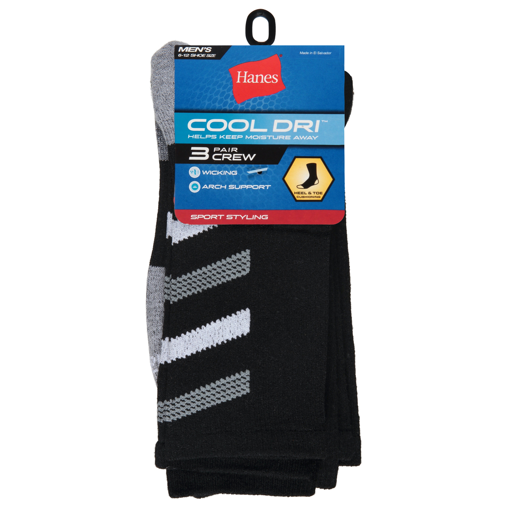 6 Paia Calze Uomo Hanes Cool DRI No Show Con Ventilazione - Taglia 6-12, Nere