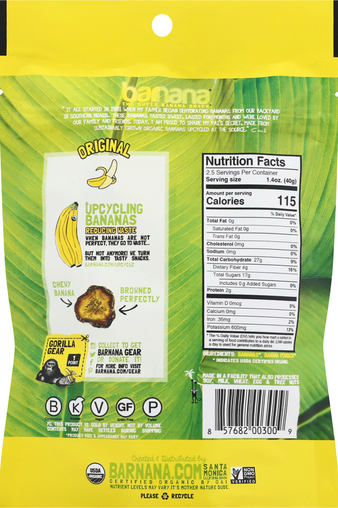 barnana Banana Bites, Organic Chewy, Original