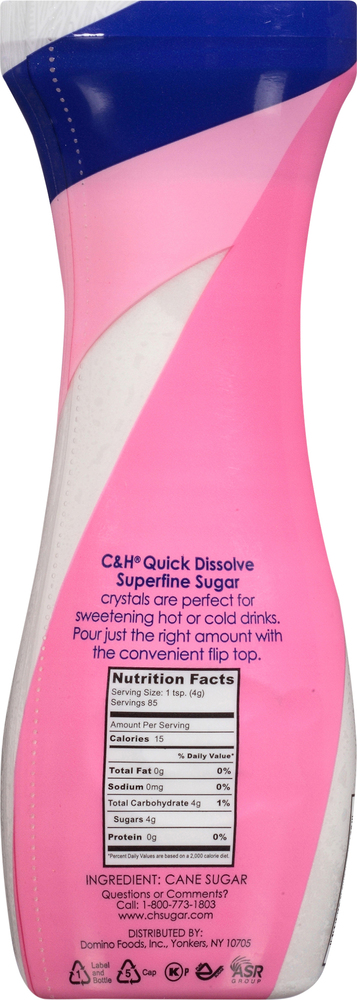 C&H Premium Pure Cane Superfine Sugar Flip Top Canister