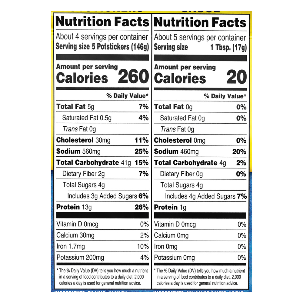 Ling Lang Potstickers, Chicken & Vegetable DumplingsNutritionFacts