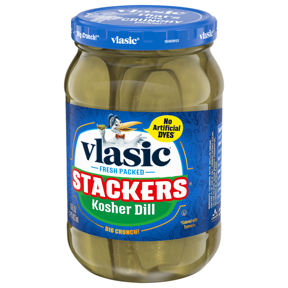 Vlasic Pickles, Kosher Dill, Stackers-Front-Right-Elevated