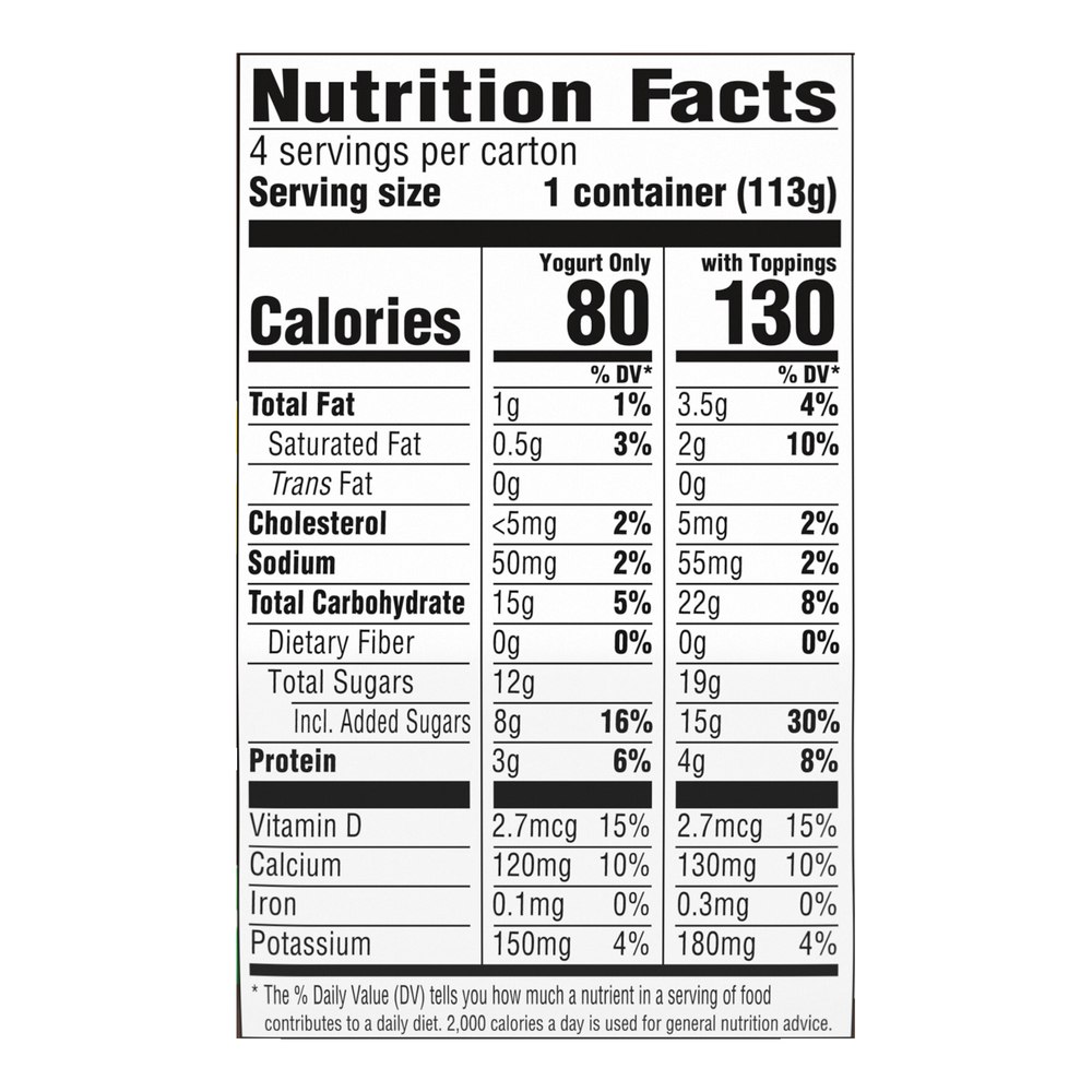 YoCrunch Yogurt Vanilla Lowfat M M s Nutrition Facts
