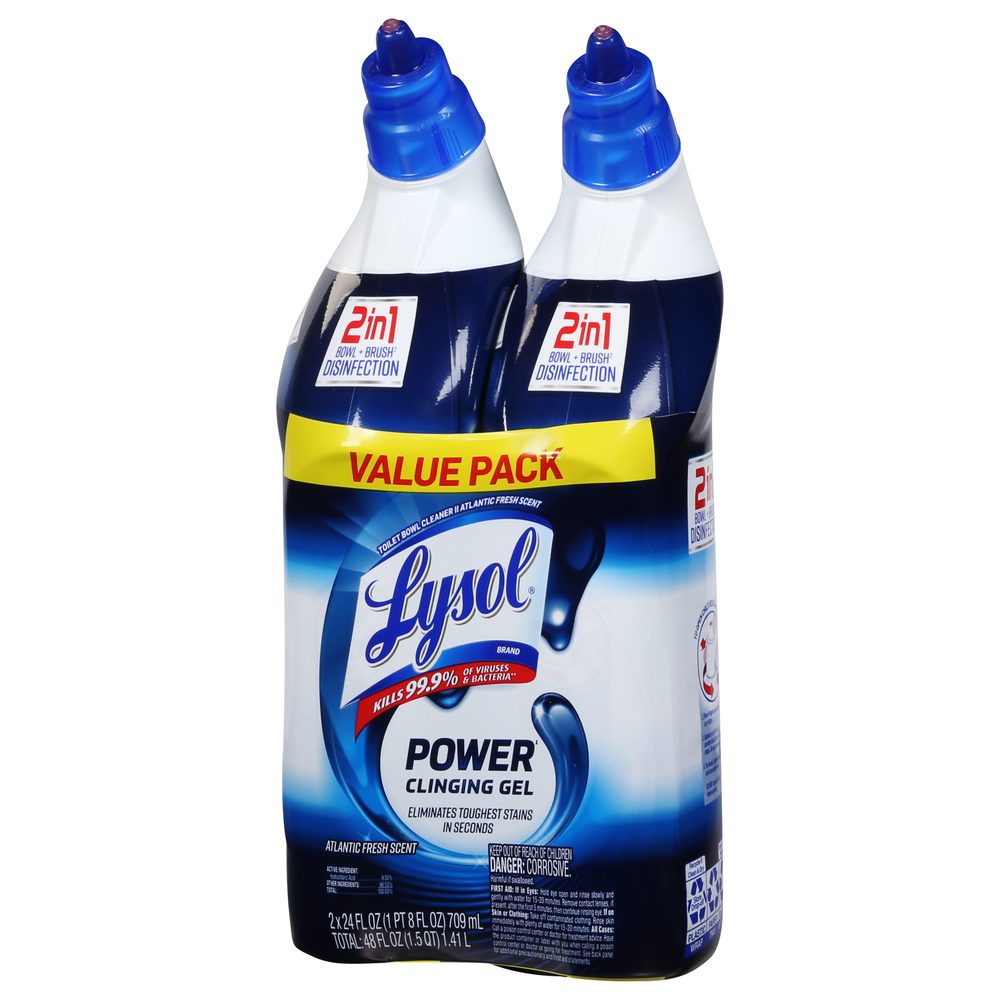 Lysol Clinging Gel, Power, Atlantic Fresh Scent, 2 in 1, Value Pack