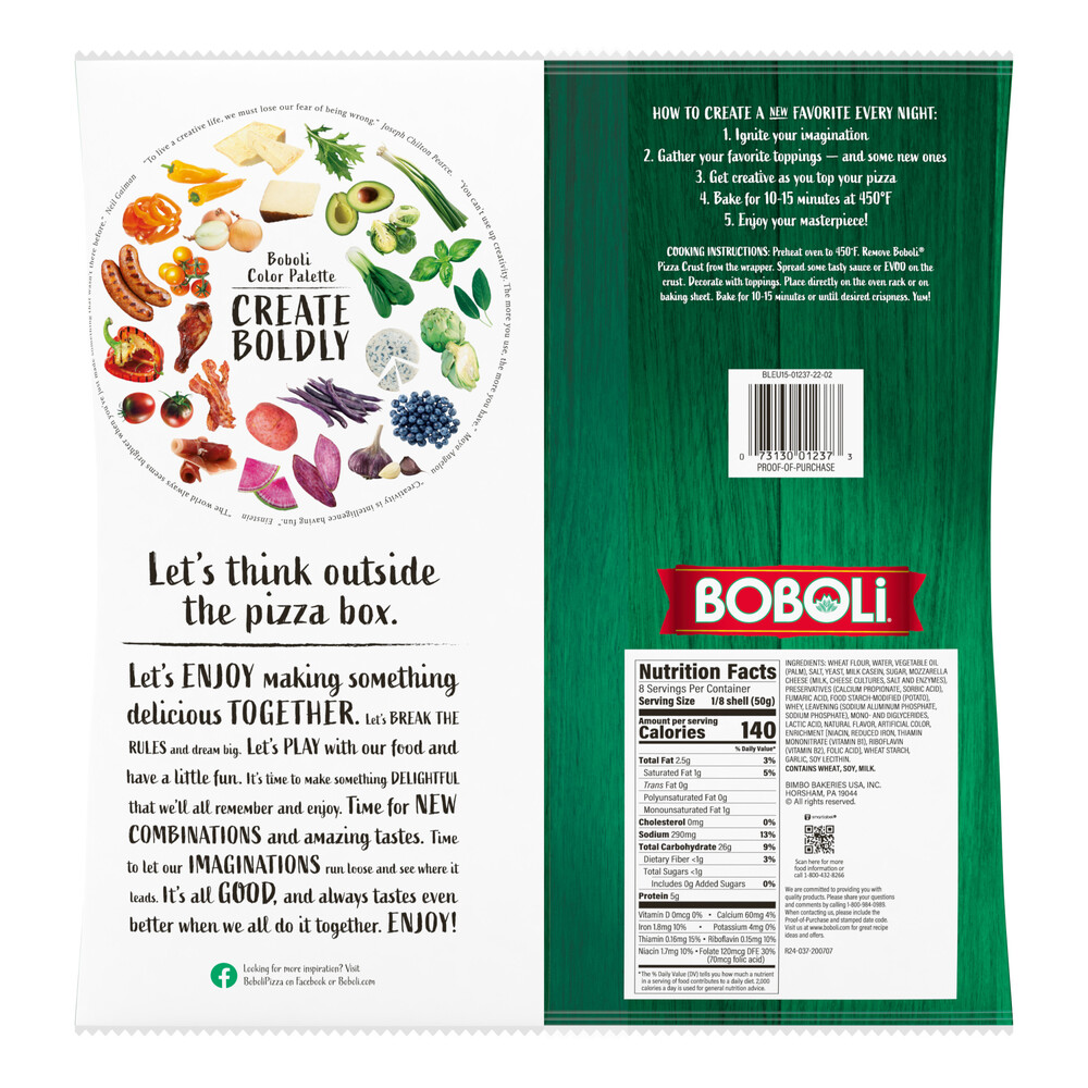 Boboli Pizza Crust, OriginalPlanogramBack